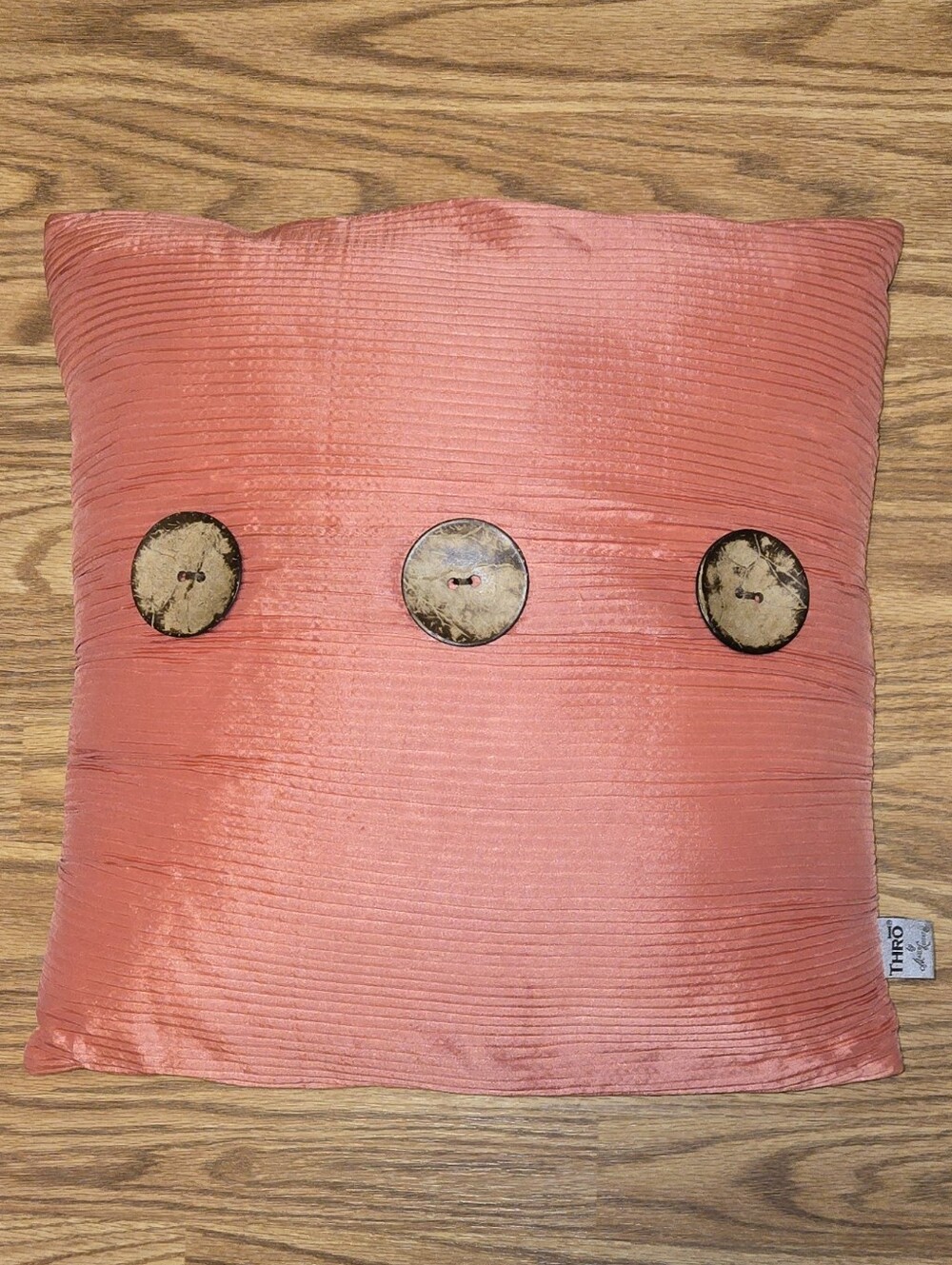 Pottery Barn Coral Button Accent Pillow - Decorative Home Accent